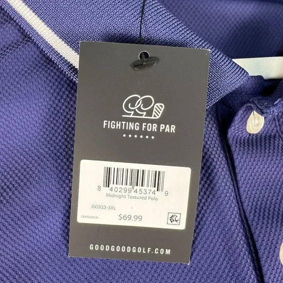 Good Good Golf Midnight Textured Polo Shirt Mens 3XL NWT Fighting For Par